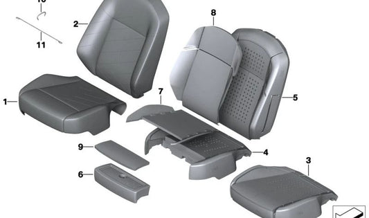 Funda de asiento de confort cuero sintético izquierda para BMW Serie 7 G70 (OEM 52105A43831). Original BMW.