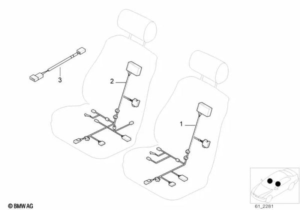 Conjunto de cables lado del pasajero para BMW E52 (OEM 61007027240). Original BMW.