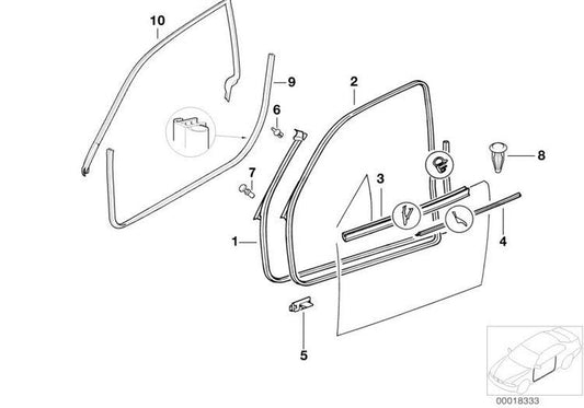 Junta De Puerta Delantera Izquierda Para Bmw Z3. Original Recambios