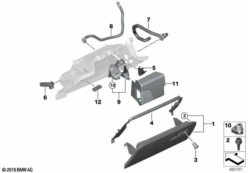 Tapa de guantera para BMW F90, G30, G31, G32 (OEM 51169378570). Original BMW