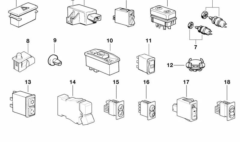 Interrupteur de climatisation / recirculation OEM 61311380310 pour BMW E23, E24, E28, E30. BMW d'origine.