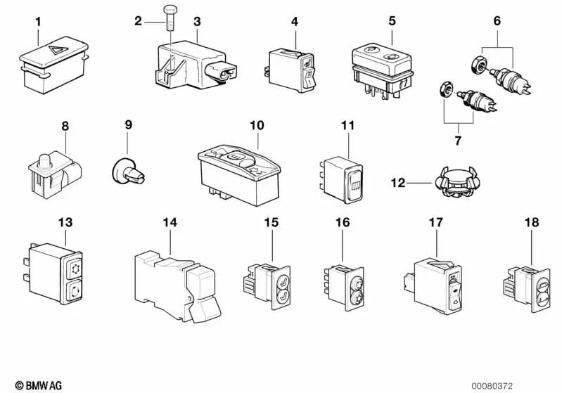 Electric Roof Switch for BMW (OEM 61318377606). Original BMW.