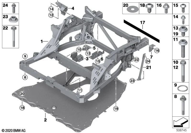 Tornillo de cilindro para BMW Serie 3 E90, E90N, E91, E91N, i I12, I12N, I15 (OEM 31106867454). Original BMW