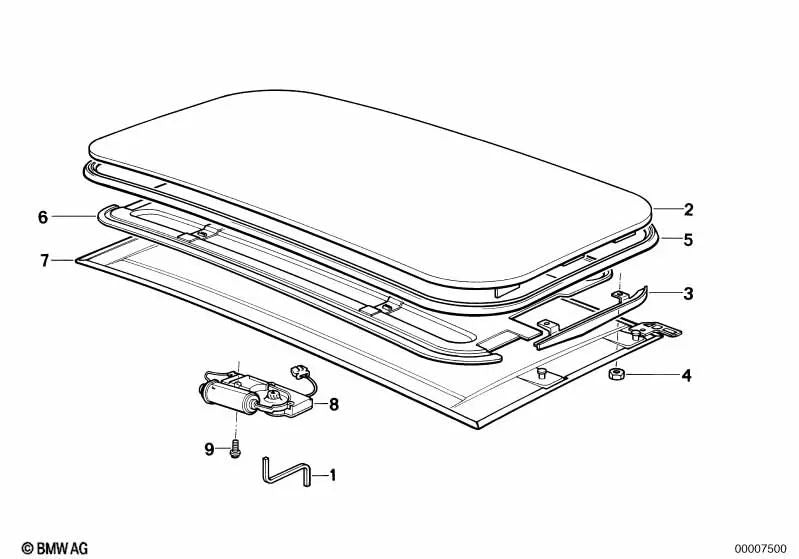 Tapa del techo solar corredizo para BMW E31 (OEM 54128152848). Original BMW.