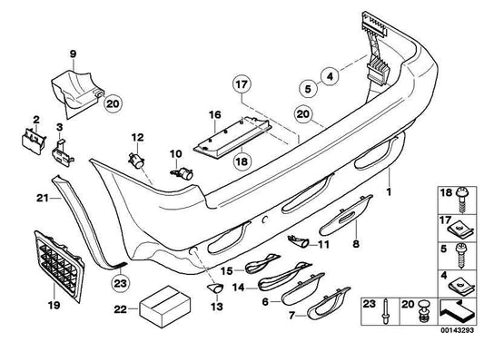 Tapa Parachoques Trasero Para Bmw E53 . Original Recambios