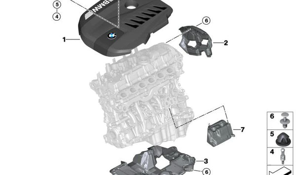 Cubierta acústica de cárter de aceite para BMW G60, G70, G05N, G18N, G06N, G07N, G09 (OEM 11149452662). Original BMW