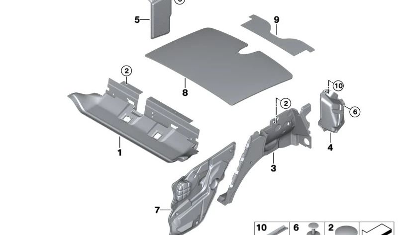 Aislamiento acústico techo trasero para BMW X5 E70, E70N (OEM 51486952704). Original BMW