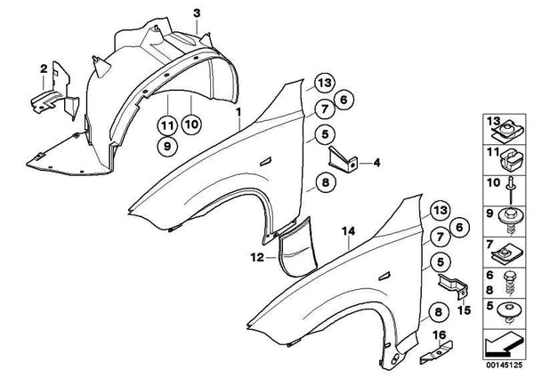 Recubrimiento Cubrerrueda Delant Tapa Paso De Rueda Para Bmw X3 E83. Original Recambios