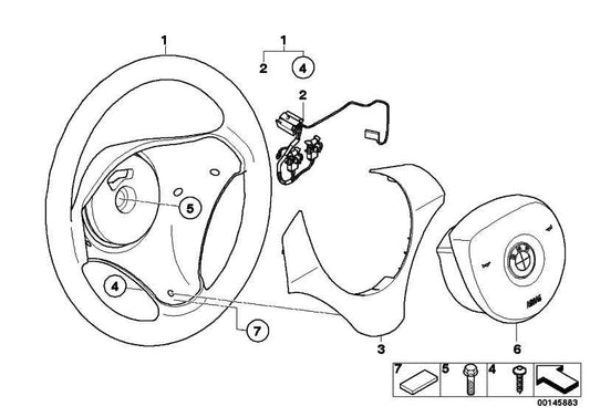 Aro Volante Deportivo Cuero Para Bmw E81 E82 E87 E88 E90 E91 E92 E93 E84 . Original Bmw. Recambios