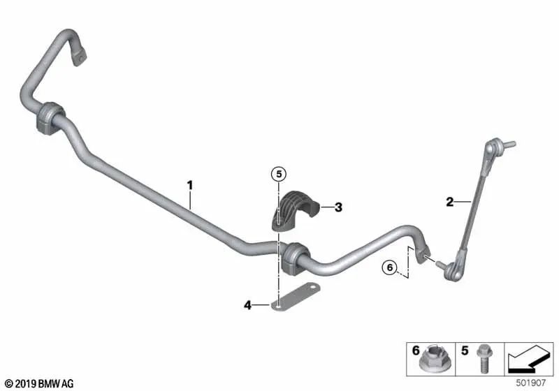 Estabilizador delantero para BMW G21, G21N (OEM 31305A089B5). Original BMW.