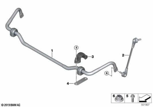 Stabilizador delantero para BMW G21, G21N (OEM 31305A089B4). Original BMW