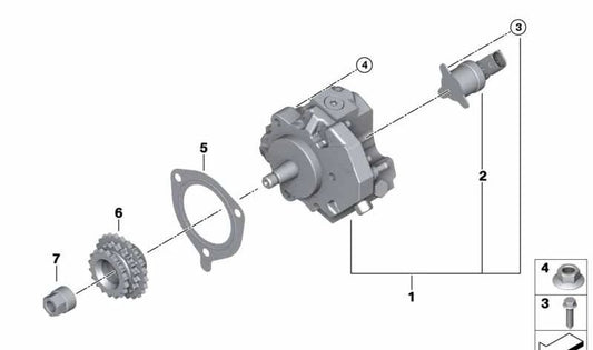 Válvula de control de cantidad para BMW E87, E46, E90, E91, E92, E93, E60, E61, E63, E64, E65, E66, E83, E70, E71 (OEM 13517787186). Original BMW