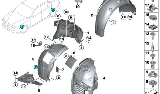 Cubierta inferior derecha para BMW Serie 3 F34, F34N (OEM 51717294932). Original BMW