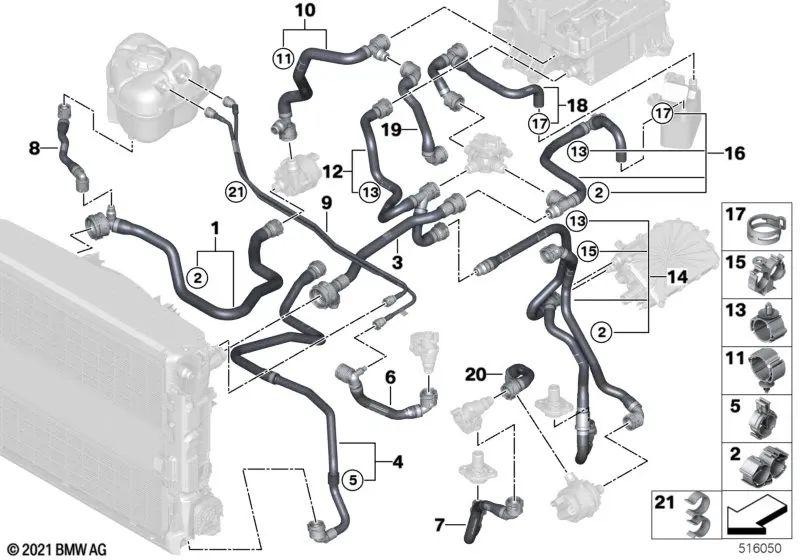 Coolant Radiator Pipe for BMW E46, F30, F80 (OEM 17128477899). Genuine BMW.