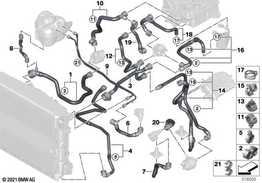 Kühlmittelkühlerrohr für BMW E46, F30, F80 (OEM 17128477899). Original BMW.