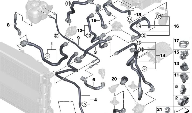 Clipe de fixação de OEM 17125A30390 para BMW G26. BMW original.