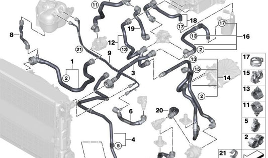 Clipe de fixação de OEM 17125A30390 para BMW G26. BMW original.