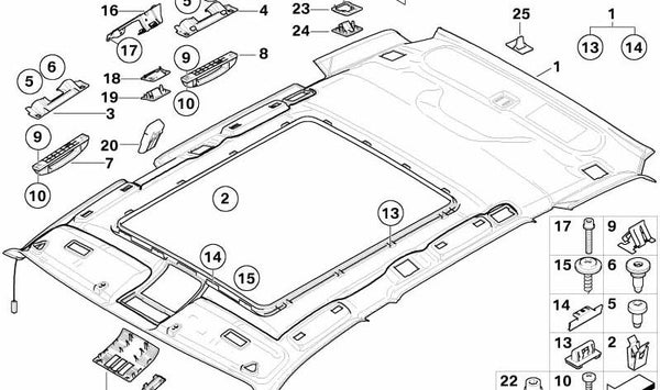 Asa de techo OEM 51163411886 para BMW E83 (X3). Original BMW.