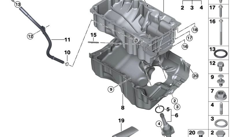 Tubo guía OEM 11438580043 para BMW (Modelos compatibles: F40, F44, F45, F46, G42, G20, G21, G28, G22, G23, G26, G30, G31, G32, F48, F39, G01, G02, G05). Original BMW.