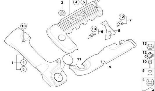 Front Acoustic Cover for BMW E39, E38 (OEM 11147787102). Original BMW