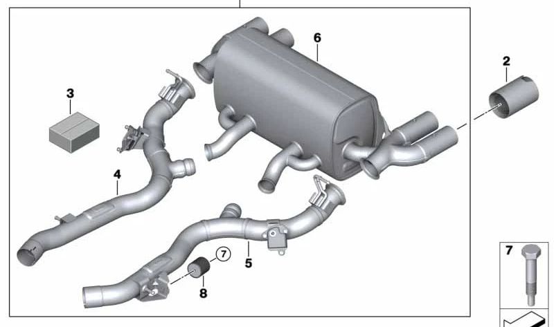 Silenciador para BMW F87N (OEM 18302459929). Original BMW.