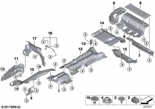 Aislante térmico suelo del maletero delantero para BMW Serie 5 F90 (OEM 51488065410). Original BMW