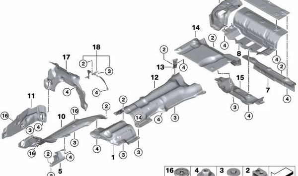 Aislamiento térmico del depósito para BMW Serie 5 G30N, G31N (OEM 51485A0B073). Original BMW.