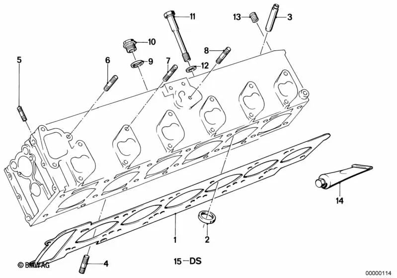 Juego de juntas de culata sin amianto para BMW Serie 5 E12, Serie 6 E24, Serie 7 E23 (OEM 11129065641). Original BMW.