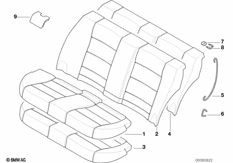 Funda de respaldo de tela para BMW Serie 3 E46 (OEM 52207045659). Original BMW