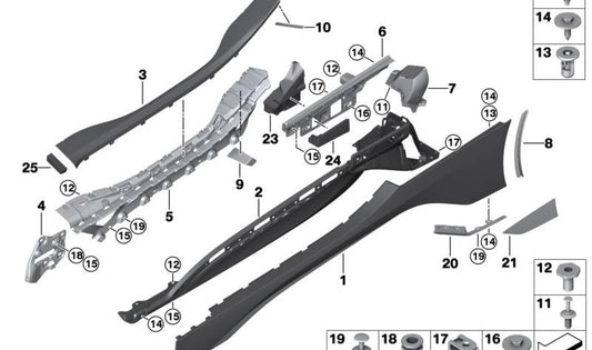 Cubierta de estribo imprimada izquierda OEM 51777372017 para BMW i8 (I12, I15). Original BMW.