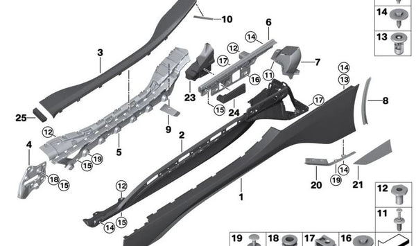 Carenado Entrada izquierda para BMW I12, I15 (OEM 51777435811). Original BMW