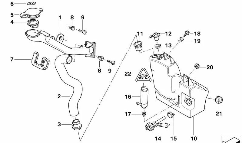 Parte superior del canal de llenado para BMW Serie 7 E38 (OEM 61668352901). Original BMW