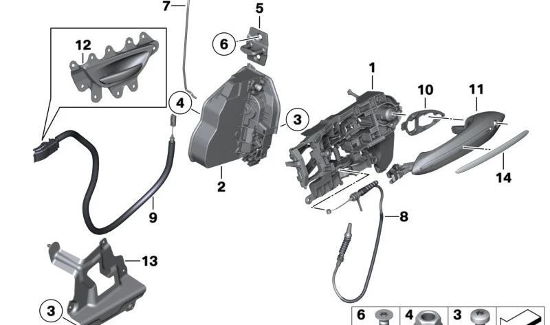 Varilla de activación izquierda para BMW F07, F07N (OEM 51217197797). Original BMW