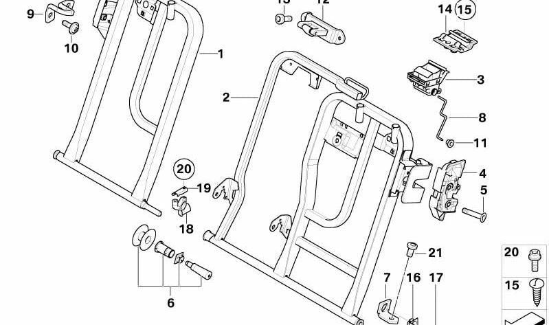 Gancho de retención para BMW Serie 5 E60, E61, X3 E83 (OEM 52207065851). Original BMW