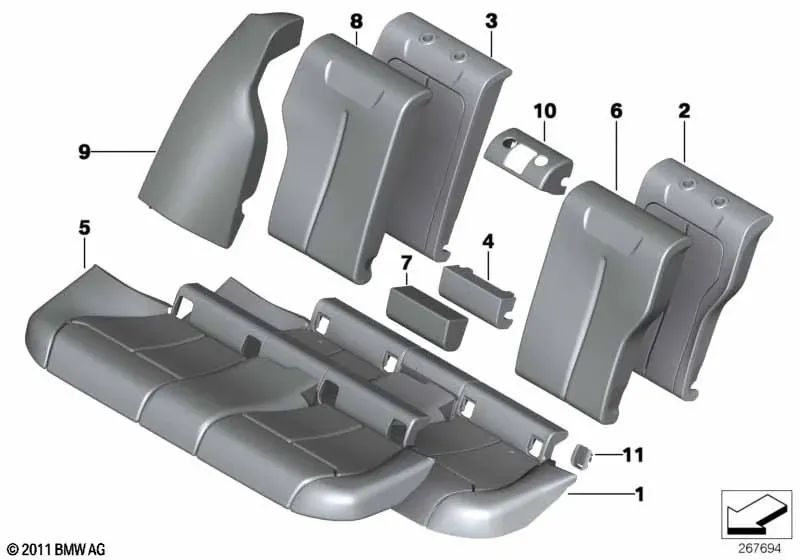 Seat Foam Part for BMW F30, F31 (OEM 52207387640). Original BMW