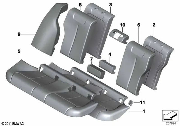 Panel lateral derecho para BMW Serie 3 F30, F30N, F35, F35N (OEM 52207301216). Original BMW