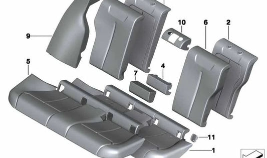 Funda de respaldo de cuero derecha para BMW Serie 3 F30, F30N (OEM 52207309832). Original BMW