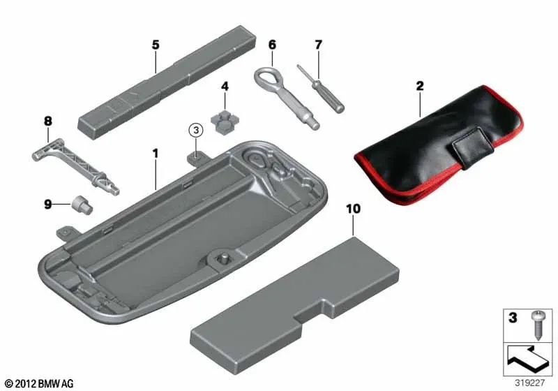 Caja de herramientas para BMW F10, F18 (OEM 71106788804). Original BMW