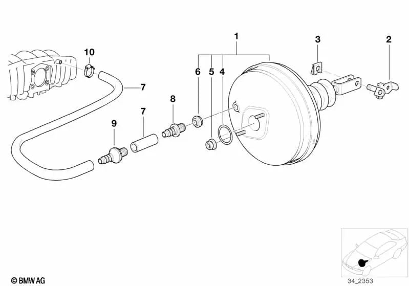 Válvula de Retención para BMW Serie 3 E30, E36 (OEM 34331151534). Original BMW