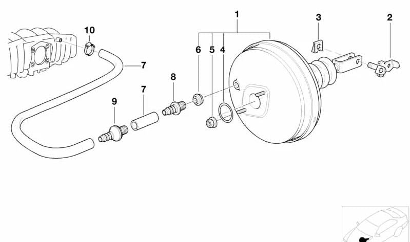 Conector recto para BMW Serie 3 E21, E30, E36 Serie 5 E12, E28, E34 (OEM 34331121721). Original BMW.