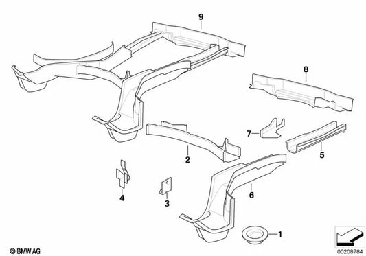 Travesaño trasero derecho para BMW E31 (OEM 41118152996). Original BMW.