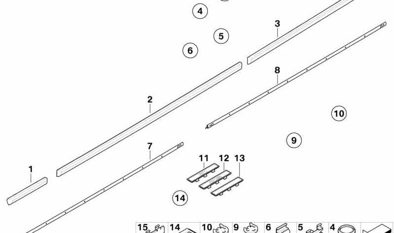 Moldura puerta delantera izquierda para BMW E39 (OEM 51138159295). Original BMW