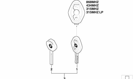 Llave de Repuesto para BMW E60, E61, E63, E64 (OEM 51217118972). Original BMW