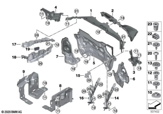 Upper right partition for BMW X5 G05 (OEM 61139866393). Original BMW