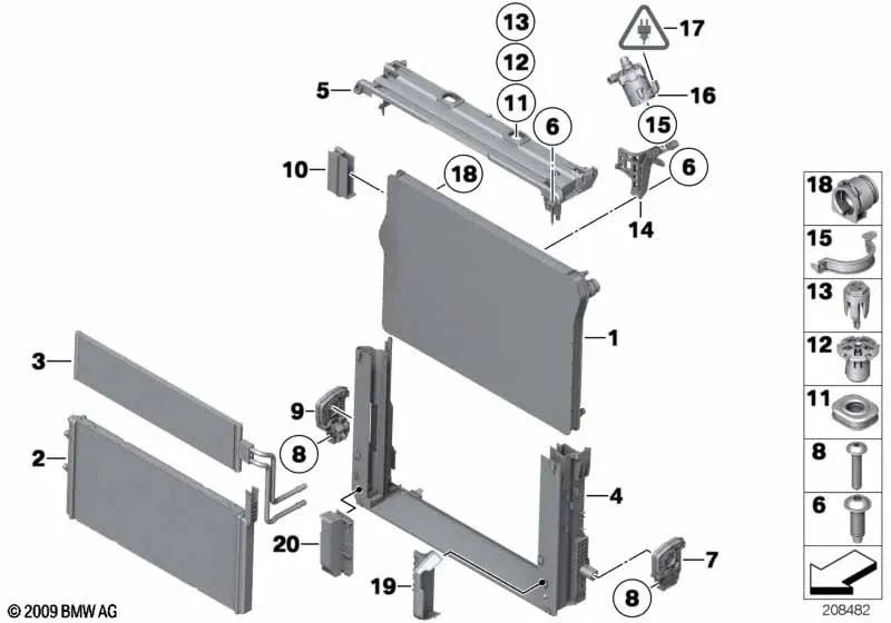 Módulo portador inferior para BMW F07, F10, F11, F06, F12, F13, F01N, F02N (OEM 17117625981). Original BMW.