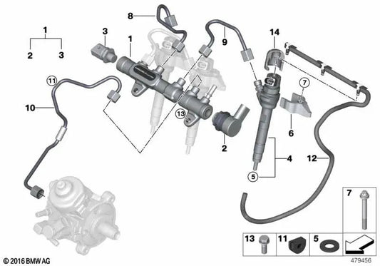 Cubierta de la Boquilla de Fuga de Aceite para BMW Serie 1 F40, Serie 2 F44, F45N, F46N, U06, X1 F48, F48N, U11, X2 F39 (OEM 13538597629). Original BMW