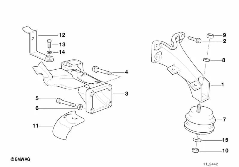 Left bracket for BMW 3 Series E36 (OEM 11812228333). Original BMW