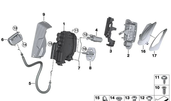 Cerradura de puerta izquierda OEM 51218497857 para BMW I12 (i8). Original BMW.