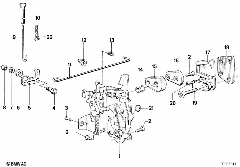 Palanca izquierda para BMW Serie 5 E12, Serie 7 E23 (OEM 51221819359). Original BMW