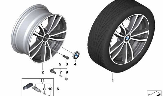 Llanta de aleación negra OEM 36116890429 para BMW F20, F21, F22, F23. Original BMW.